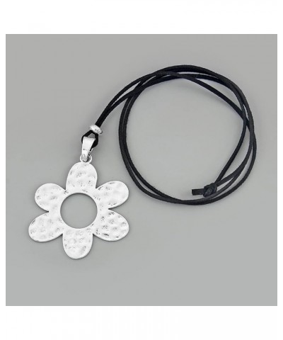 Pendant Choker,Big Silver Color Flower Pendant Long Rope Necklace Women Statement Ethnic Jewelry Lariat Necklace Women Neckla...