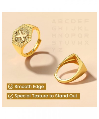 Gold Initial Letter Signet Ring, GoldChic Jewelry Women Trendy Statement Rings Women's Initials Ring for Party Letter Q $10.3...