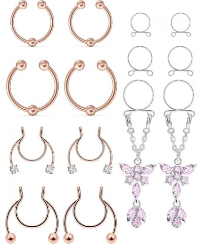 Fake Nipple Piercing, Fake Nipple Rings. Rose-Gold $10.43 Body Jewelry