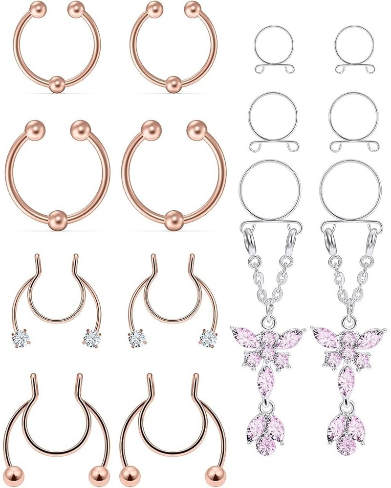 Fake Nipple Piercing, Fake Nipple Rings. Rose-Gold $10.43 Body Jewelry