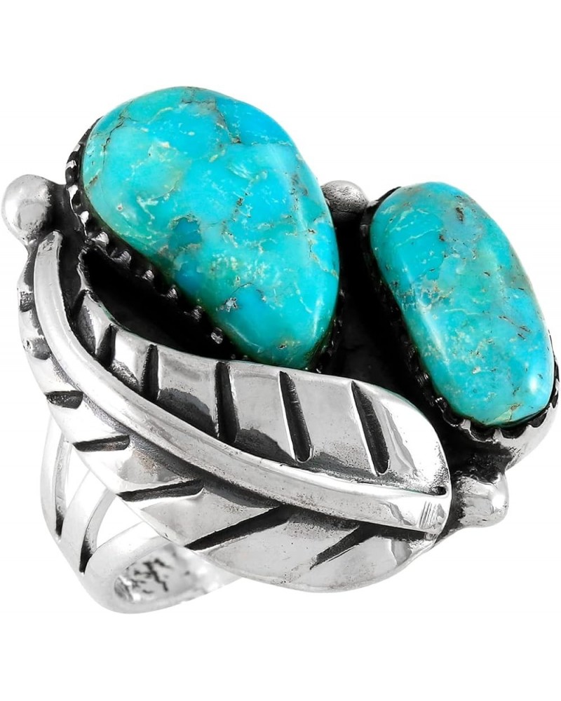 Turquoise Ring Sterling Silver 925 Genuine Gemstones Size 6 to 11 Turquoise $20.24 Rings