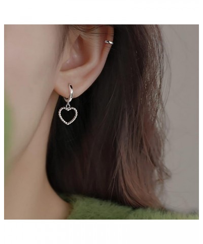 Sterling Silver 1CM Heart Hoop Earrings for Women Teen Girls Love Heart Small Hoop Earrings Huggie Heart Drop A-Silver $11.59...