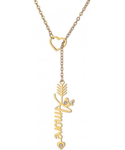 Heart Shaped Arrow Y Necklace with Name 18 + 2 in Made of PVD Gold Plated Stainless Steel Amore Stainless Steel $8.26 Necklaces