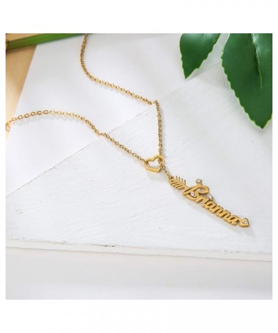 Heart Shaped Arrow Y Necklace with Name 18 + 2 in Made of PVD Gold Plated Stainless Steel Amore Stainless Steel $8.26 Necklaces