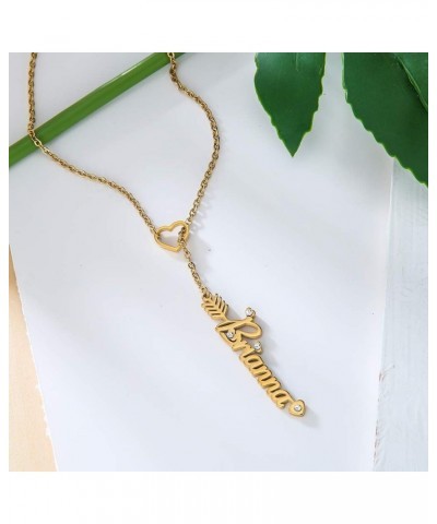 Heart Shaped Arrow Y Necklace with Name 18 + 2 in Made of PVD Gold Plated Stainless Steel Amore Stainless Steel $8.26 Necklaces