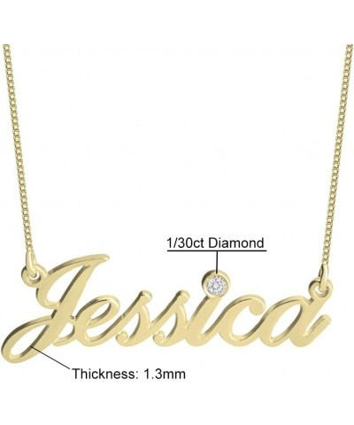 1/30 Carat Diamond Name Necklace Personalized 925 Sterling Silver Custom Nameplate Pendant Jewelry Gift for Women 1-Yellow Go...