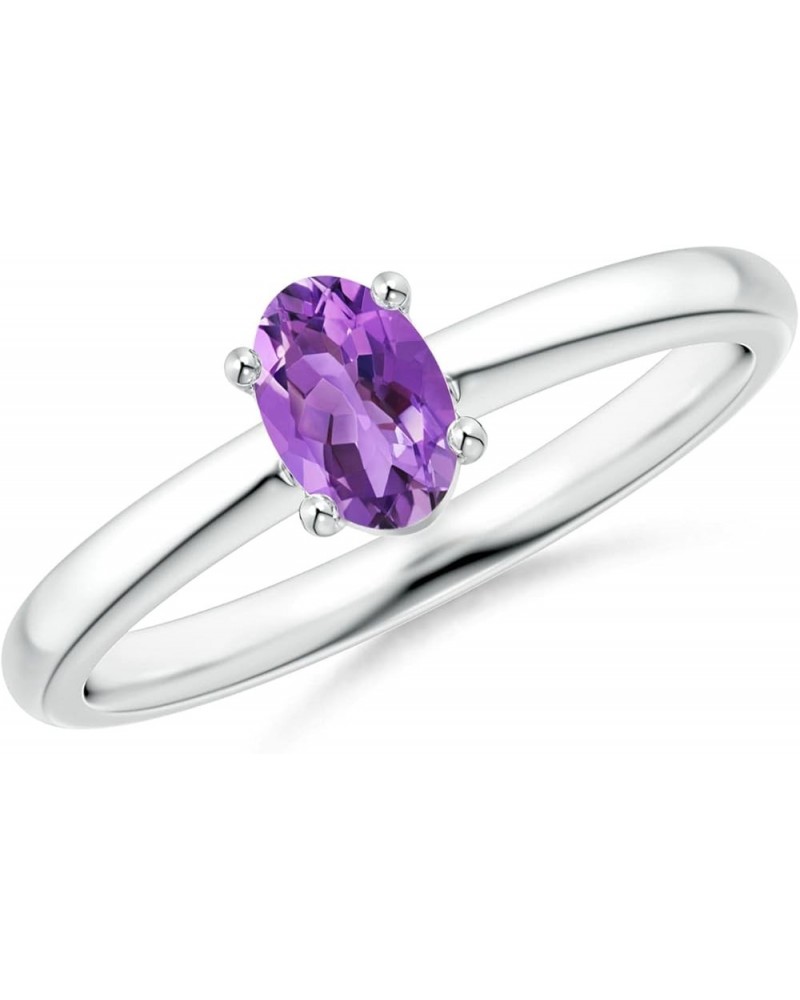 Natural Amethyst Solitaire Ring for Women, Girls in Sterling Silver/14K Solid Gold/Platinum | February Birthstone Jewelry Gif...