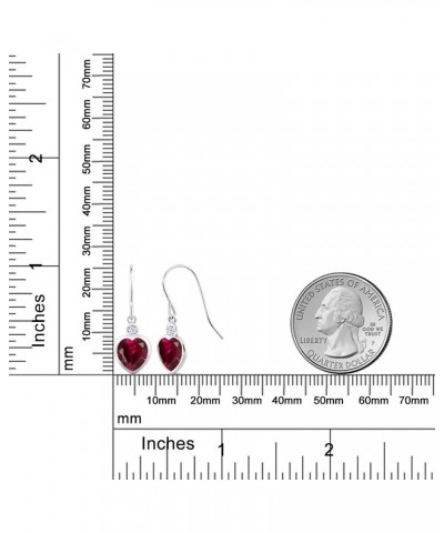 925 Sterling Silver Red Created Ruby and White Zirconia French Wire Dangle Earrings For Women (3.62 Cttw, Gemstone July Birth...