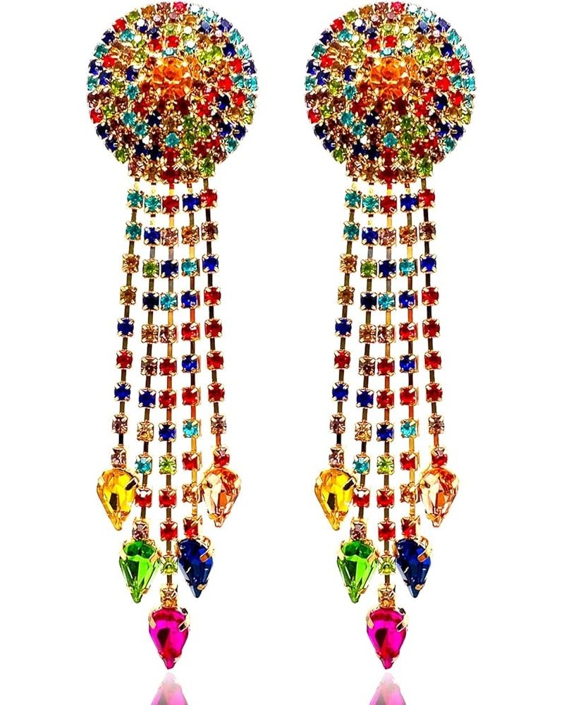 Rhinestone Tassel Earrings for Women Dangle Earrings Sparkly Rhinestone Statement Earrings Bohemian Long Fringe Earrings for ...