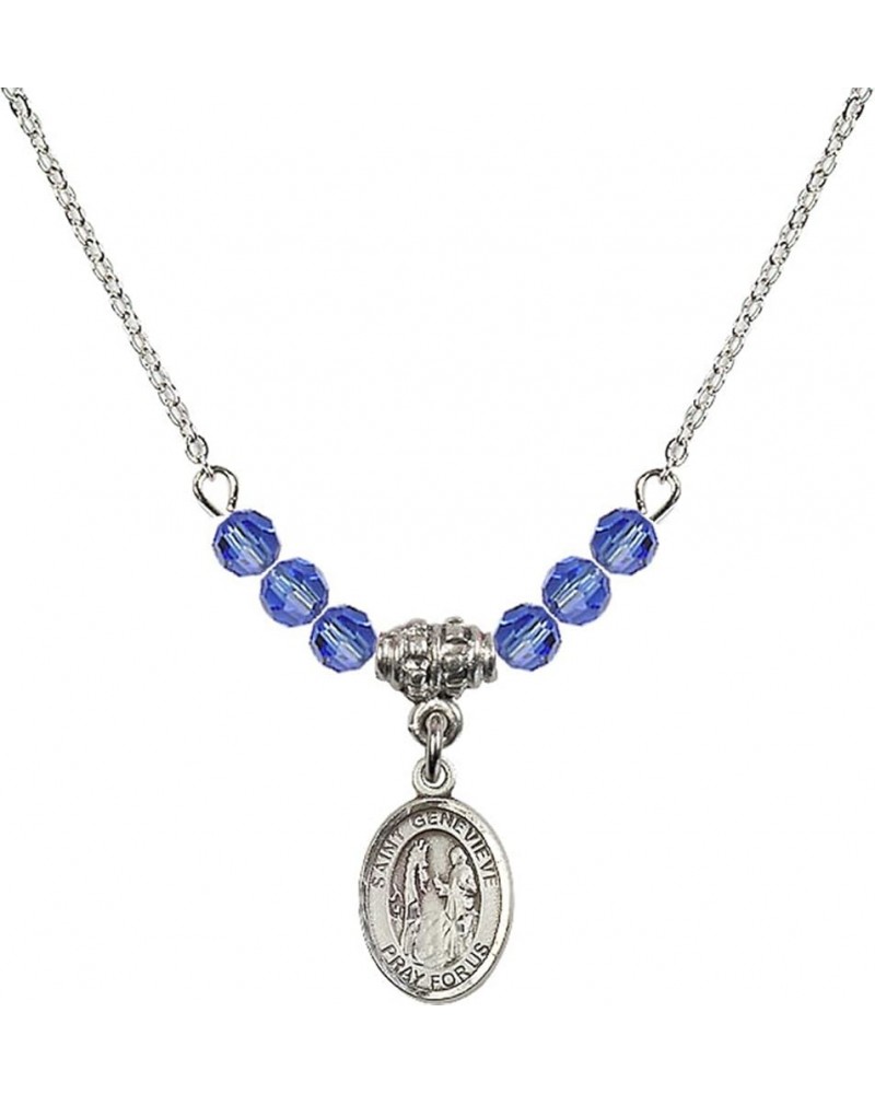 September Birth Month Bead Necklace with Catholic Patron Saint Petite Charm, 18 Inch Saint Genevieve $27.25 Necklaces