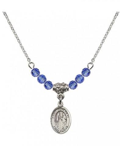 September Birth Month Bead Necklace with Catholic Patron Saint Petite Charm, 18 Inch Saint Genevieve $27.25 Necklaces