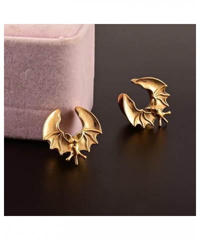 2PCS Bat Saddle Ear Plugs Tunnels 316 Stainless Steel Earrings Hypoallergenic 0g 2g Ear Gauges for Ears Expander Body Piercin...