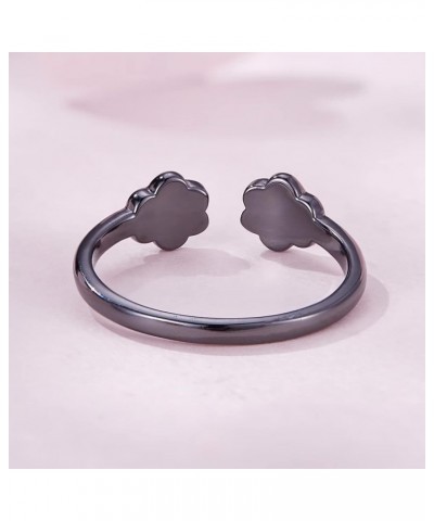 Cute Cat Ring 925 Sterling Silver Enamel Open Ring, Adjustable Animal Wrap Ring Jewelry Gift for Women Teen Girls Black $10.7...