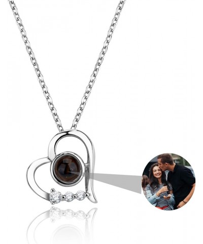 Personalized Photo Necklace Customized Photo Projection Necklace Round Pendant Necklace with Picture Inside Sterling Silver P...