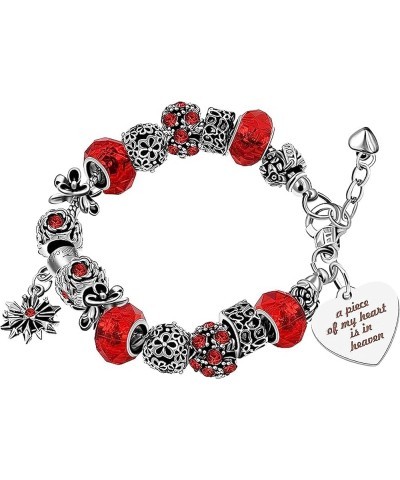 Women's Snake Charm Love Crystal Strand Beaded Bangle Bracelet - A Piece of My Heart is in Heaven Memorial Gifts Y807-Red $9....