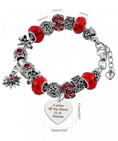 Women's Snake Charm Love Crystal Strand Beaded Bangle Bracelet - A Piece of My Heart is in Heaven Memorial Gifts Y807-Red $9....