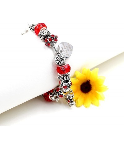 Women's Snake Charm Love Crystal Strand Beaded Bangle Bracelet - A Piece of My Heart is in Heaven Memorial Gifts Y807-Red $9....