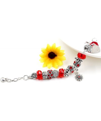 Women's Snake Charm Love Crystal Strand Beaded Bangle Bracelet - A Piece of My Heart is in Heaven Memorial Gifts Y807-Red $9....