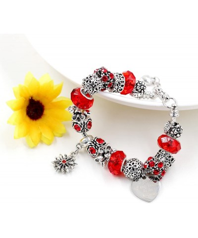 Women's Snake Charm Love Crystal Strand Beaded Bangle Bracelet - A Piece of My Heart is in Heaven Memorial Gifts Y807-Red $9....