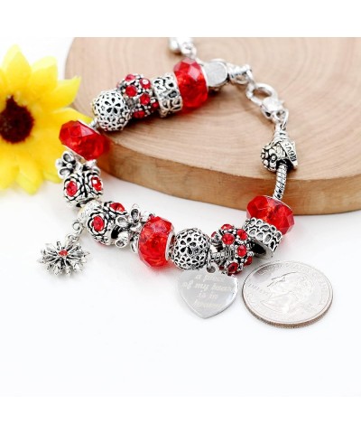 Women's Snake Charm Love Crystal Strand Beaded Bangle Bracelet - A Piece of My Heart is in Heaven Memorial Gifts Y807-Red $9....