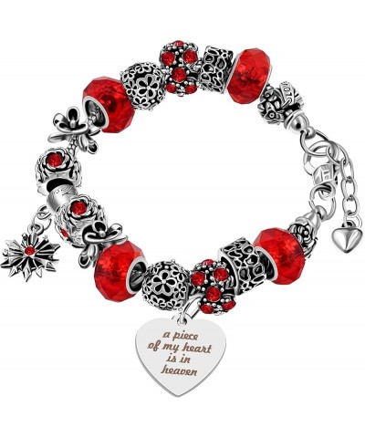 Women's Snake Charm Love Crystal Strand Beaded Bangle Bracelet - A Piece of My Heart is in Heaven Memorial Gifts Y807-Red $9....