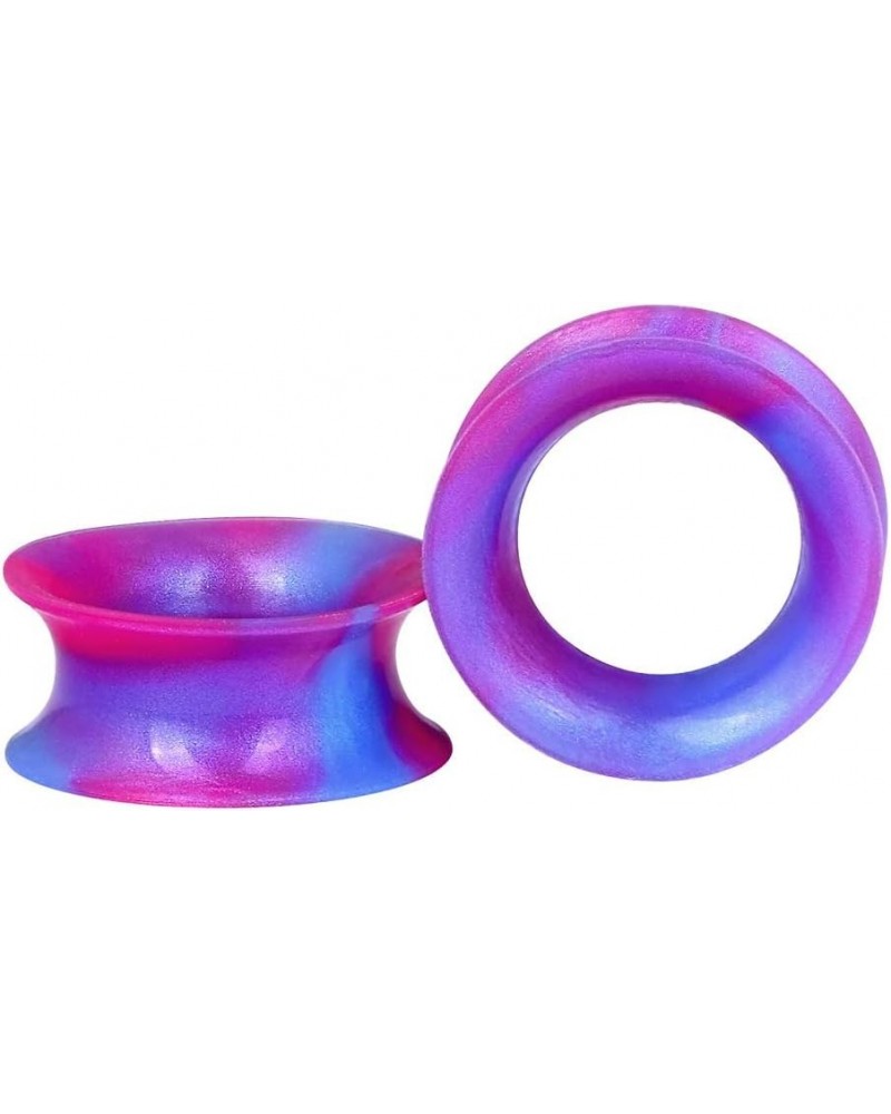 2pcs Soft Silicone Tunnels with Colorful Spots Piercing Jewelry Earrings Gauges 2g-1 inch Pink Purple $3.77 Body Jewelry