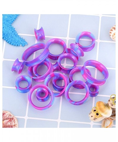 2pcs Soft Silicone Tunnels with Colorful Spots Piercing Jewelry Earrings Gauges 2g-1 inch Pink Purple $3.77 Body Jewelry