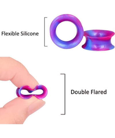 2pcs Soft Silicone Tunnels with Colorful Spots Piercing Jewelry Earrings Gauges 2g-1 inch Pink Purple $3.77 Body Jewelry