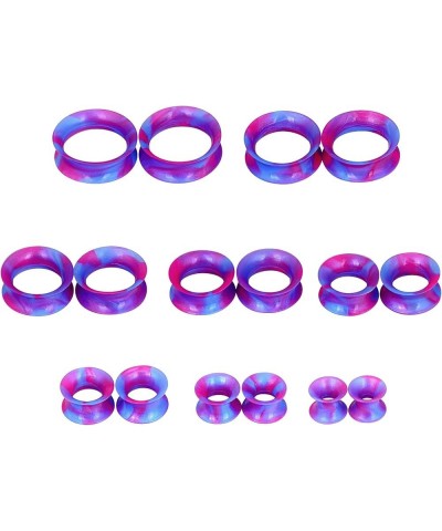 2pcs Soft Silicone Tunnels with Colorful Spots Piercing Jewelry Earrings Gauges 2g-1 inch Pink Purple $3.77 Body Jewelry