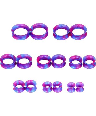 2pcs Soft Silicone Tunnels with Colorful Spots Piercing Jewelry Earrings Gauges 2g-1 inch Pink Purple $3.77 Body Jewelry