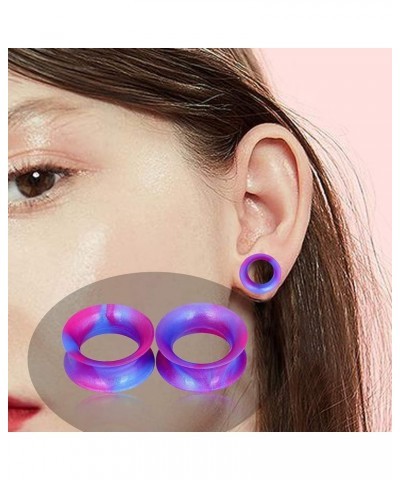 2pcs Soft Silicone Tunnels with Colorful Spots Piercing Jewelry Earrings Gauges 2g-1 inch Pink Purple $3.77 Body Jewelry