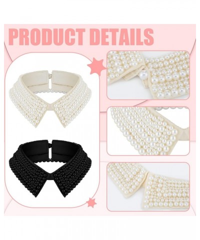 2 Pieces Pearl Collar Necklace for Women Girls Detachable Fake Collar Simulated Pearl Beaded Bib Dickey Collar Delicate $11.2...