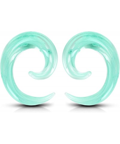 2pcs Glass Ear Tapers Plugs Handmade Hanger Ear Gauges Spiral Snail Ear Stretchers Piercing Jewelry 8g-00g A: Green 00g(10mm)...