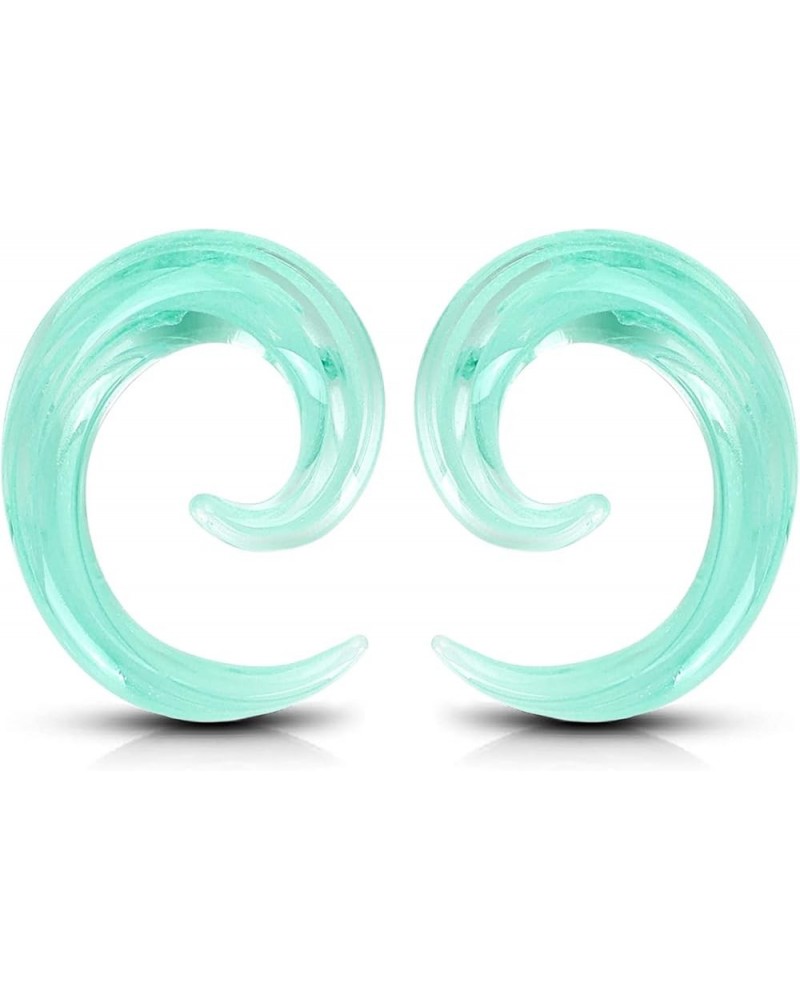 2pcs Glass Ear Tapers Plugs Handmade Hanger Ear Gauges Spiral Snail Ear Stretchers Piercing Jewelry 8g-00g A: Green 00g(10mm)...