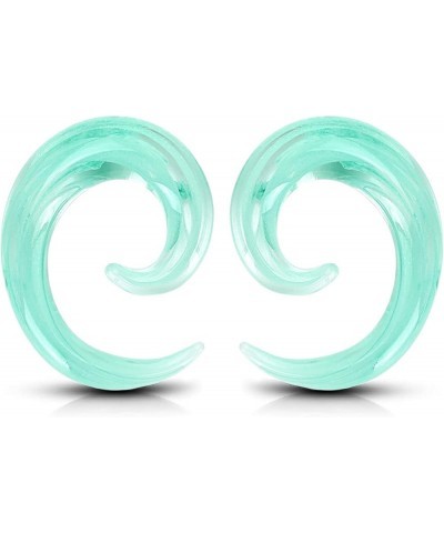 2pcs Glass Ear Tapers Plugs Handmade Hanger Ear Gauges Spiral Snail Ear Stretchers Piercing Jewelry 8g-00g A: Green 00g(10mm)...