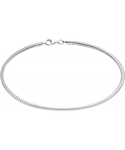 925 Sterling Silver Solid Italian Figaro, Rope,Herringbone, Curb, Ball Bead, Snake, Mariner Chain Anklet for Women & Girls, C...