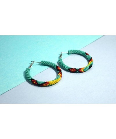 Handmade beaded native american style glass seed bead earrings Pendientes de cuentas nativas al estilo mexicano de artesanos ...