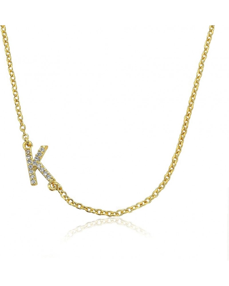 Alphabet Initial Necklace in 14k Gold or Silver Rhodium Plated Gold K $15.39 Necklaces