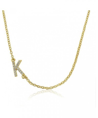 Alphabet Initial Necklace in 14k Gold or Silver Rhodium Plated Gold K $15.39 Necklaces