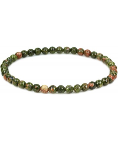 4mm Natural Round Beads Gemstones Rock Crystal Stretch Bracelet 7 Inch Unisex Green Unakite $7.31 Bracelets