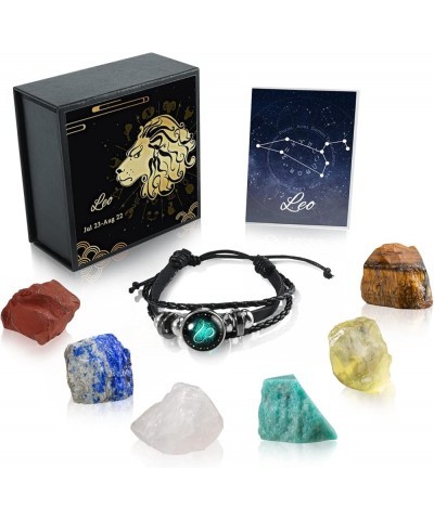 Leo Healing Crystals Gift Ideas 12 Zodiac Signs Natural Healing Crystals with Horoscope Box Set, 6 Crystal Stones, 1 Zodiac B...