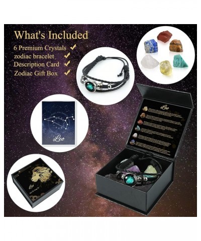 Leo Healing Crystals Gift Ideas 12 Zodiac Signs Natural Healing Crystals with Horoscope Box Set, 6 Crystal Stones, 1 Zodiac B...