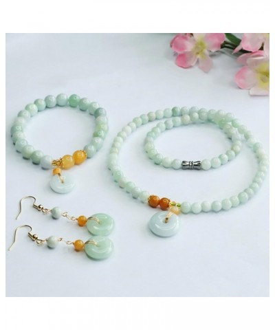 Natural Jadeite Jade Bracelet Necklace Earrings Feng Shui Amulet Harmony Buckle Pendant Jade Necklace Bracelet Earrings Set V...