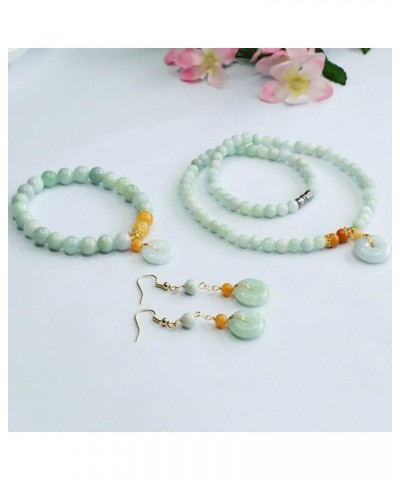 Natural Jadeite Jade Bracelet Necklace Earrings Feng Shui Amulet Harmony Buckle Pendant Jade Necklace Bracelet Earrings Set V...