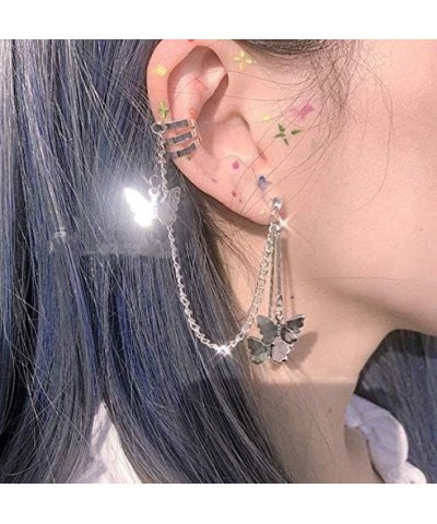 Chain Earrings Butterfly Tassels Ear Cuffs Cupid Angle Heart Tassel Ear Crawler Earring Climber Multi Layered Studs Cuffs Ear...