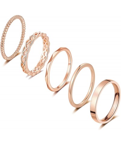 14K Gold Rings Stacking Rings for Women Stackable Silver Rings for Teen Girls Thin Rose Gold Band Ring Set Simple Midi Thumb ...