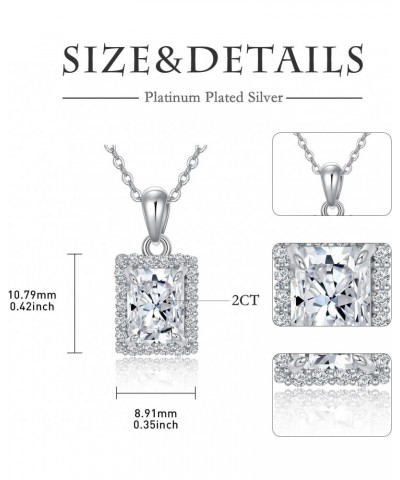 2CT Radiant Cut Moissanite Necklaces for Women Platinum Plated Silver Halo Moissanite Pendant Necklace, 18''-20'' $41.44 Neck...