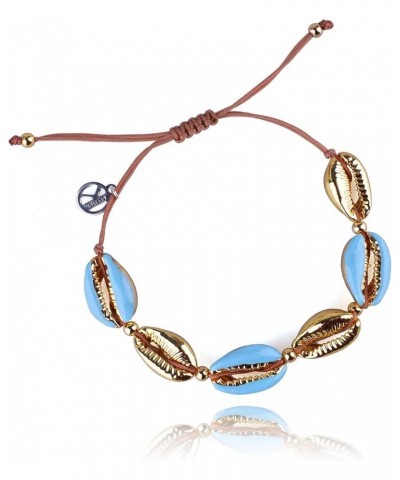 Womens Gold Friendship Bracelets Shell Cowry Beads Bracelets Adjustable Bracelets Tropical Beach Bracelets Light Blue $9.09 B...