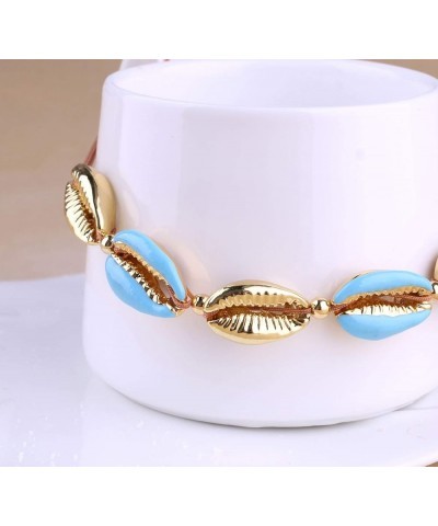 Womens Gold Friendship Bracelets Shell Cowry Beads Bracelets Adjustable Bracelets Tropical Beach Bracelets Light Blue $9.09 B...