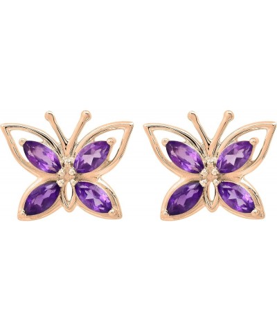 4X2 mm Marquise Gemstone Ladies Butterfly Fashion Stud Earrings, Available In 10K/14K/18K Gold & 925 Sterling Silver Amethyst...